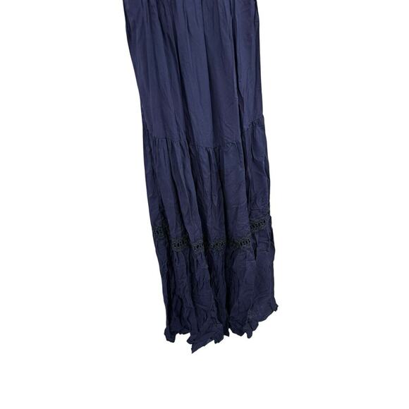 Soieblu Navy Blue Open Back Crochet Cut Out Maxi Dress Beach Womens Large - Picture 8 of 10